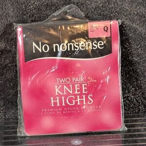 No Nonsense Two Pairs of Off Black Knee Highs Size Queen Size Sheer Toe M45